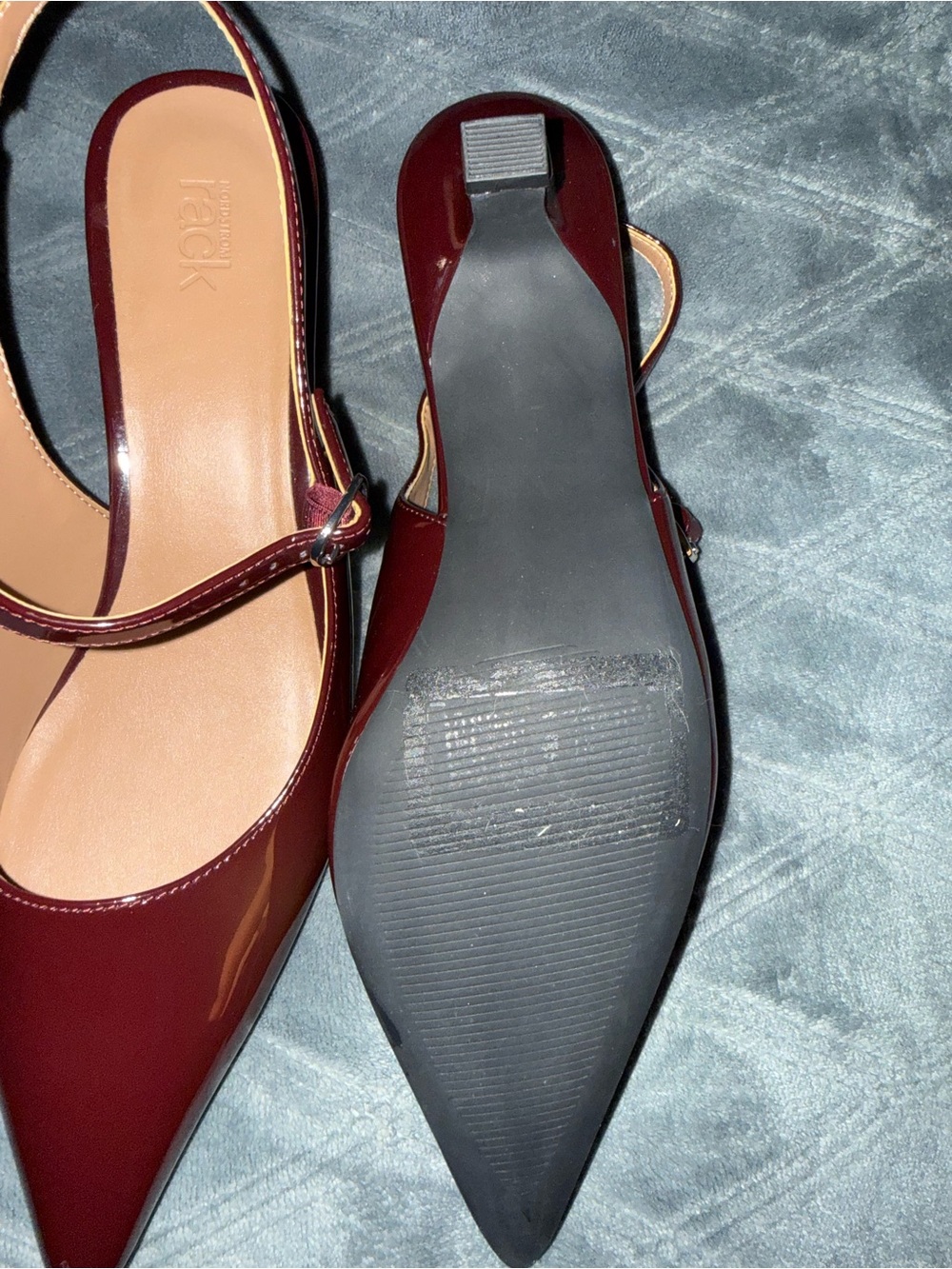 Women's Burgundy Patent Pointed Mary Jane Heels